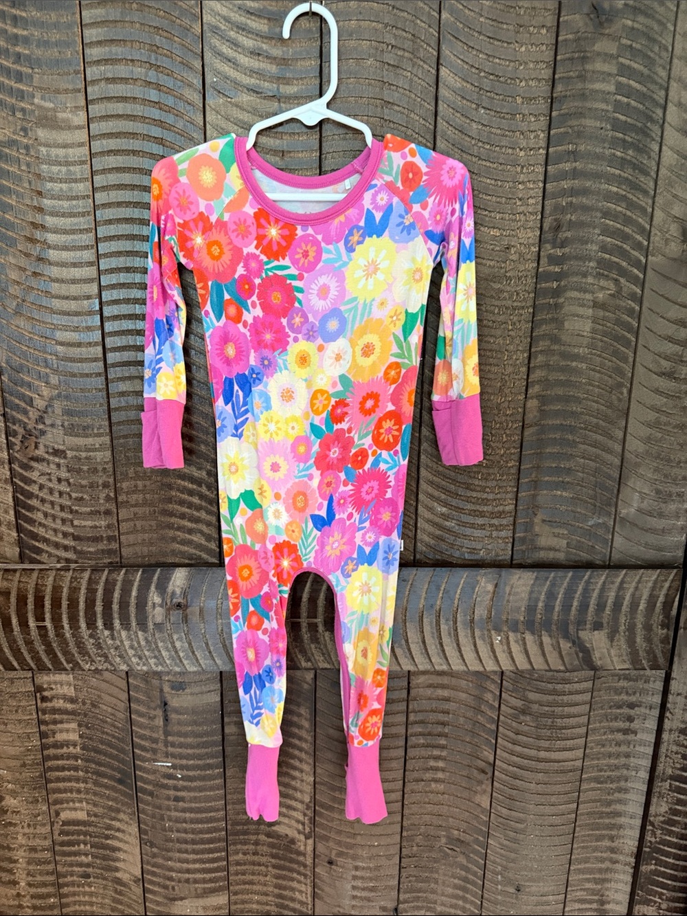 Little Sleepies Floral Pink Long-Sleeve One-Piece Pajamas